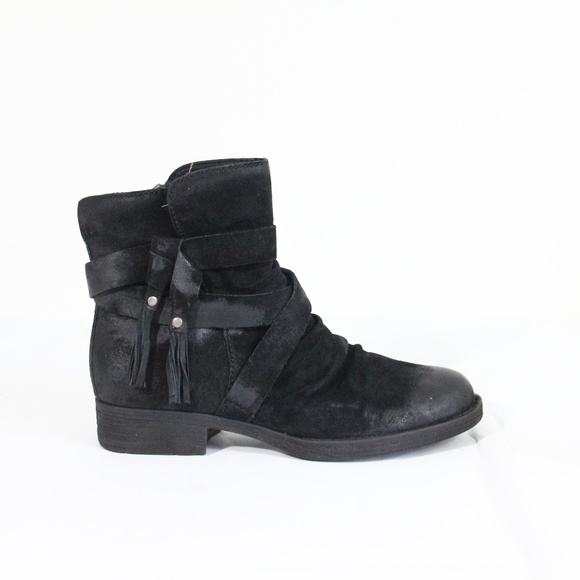 Born Eton Boots New sz 9 Women Black Leather Moto Bootie Nwt - Picture 1 of 11